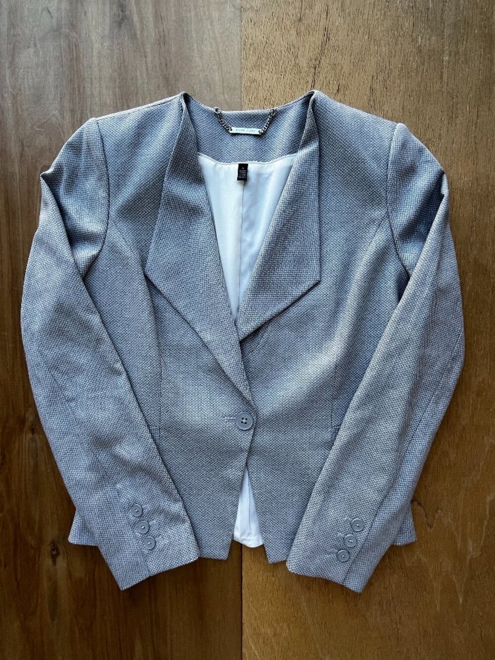 WHITE HOUSE BLACK MARKET HERRINGBONE SUITING BLAZER JACKET Women’s sz 4 Gray NEW